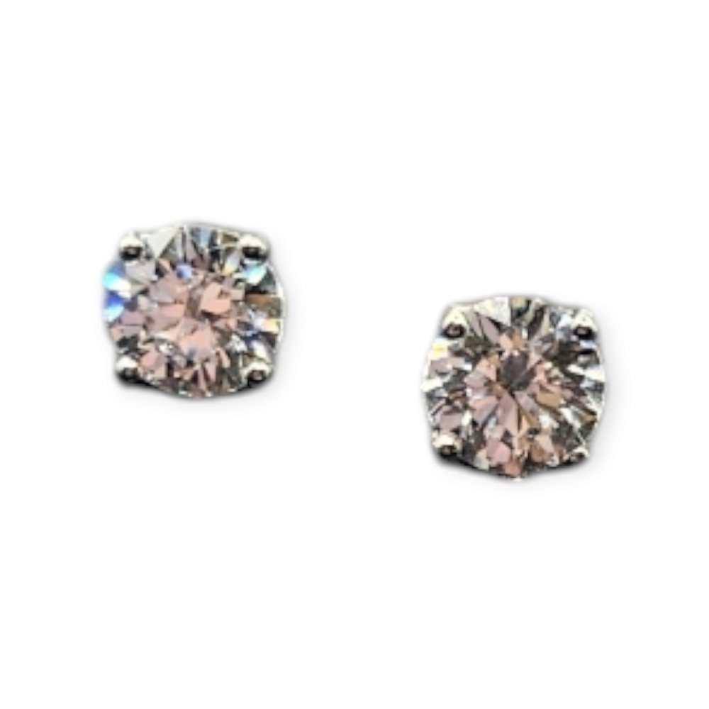 CZ Diamond Solitaire Stud Earrings